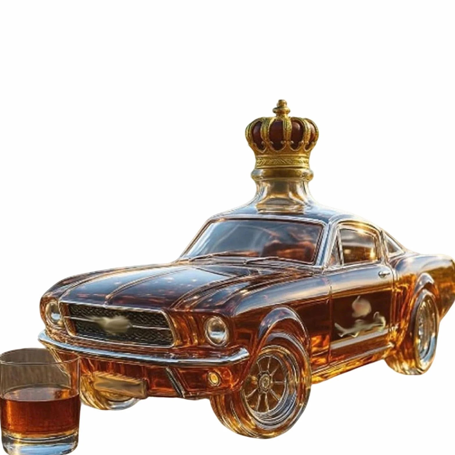 Karafka do whisky, 400 ml szklana butelka w kształcie samochodu, projekt samochodu sportowego 3D do domowego baru, pojemnik dozujący alkohol Mustang na imprezę pitną