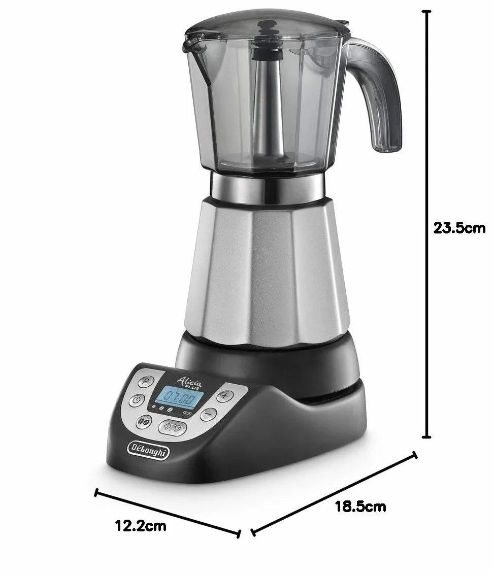 De'Longhi Alicia PLUS EMKP 63.B elektryczny ekspres do kawy do moki, 3-6 filiżanek, 450 W, czarny/srebrny