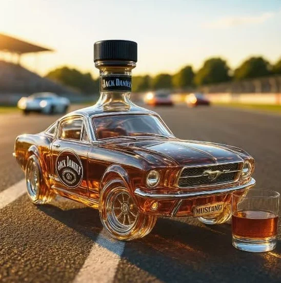 Karafka do whisky, 400 ml szklana butelka w kształcie samochodu sportowego, projekt samochodu wyścigowego 3D, wyjątkowy prezent dla mężczyzn, taty, męża, domowego baru i na imprezę (B)