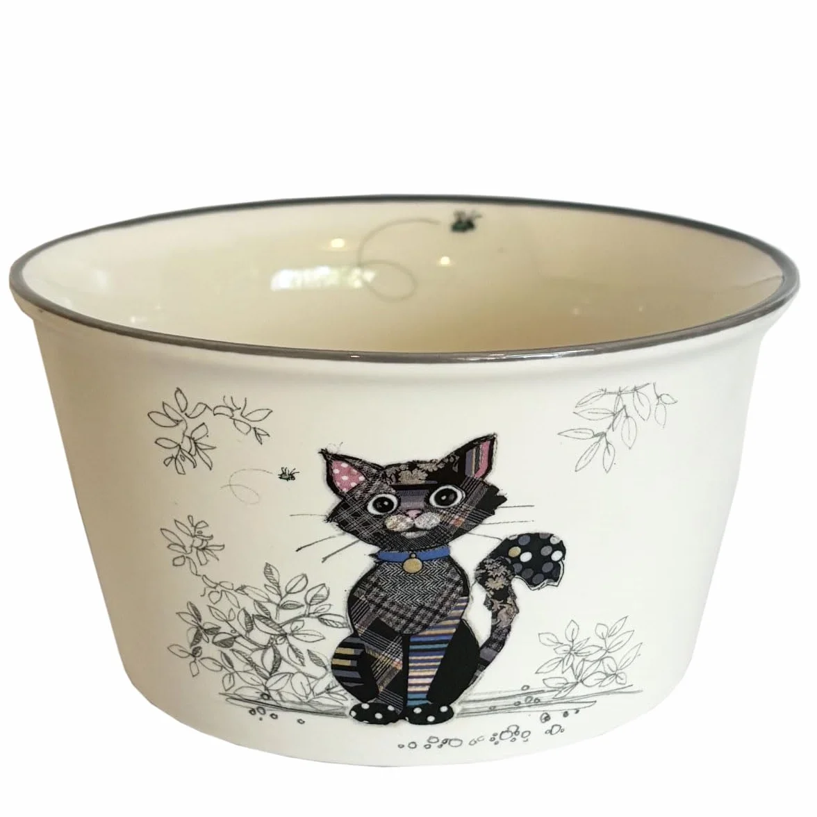 KIUB Miska bez uchwytu - wzór czarnego kota siedzącego - materiał porcelanowy - pojemność 550 ml