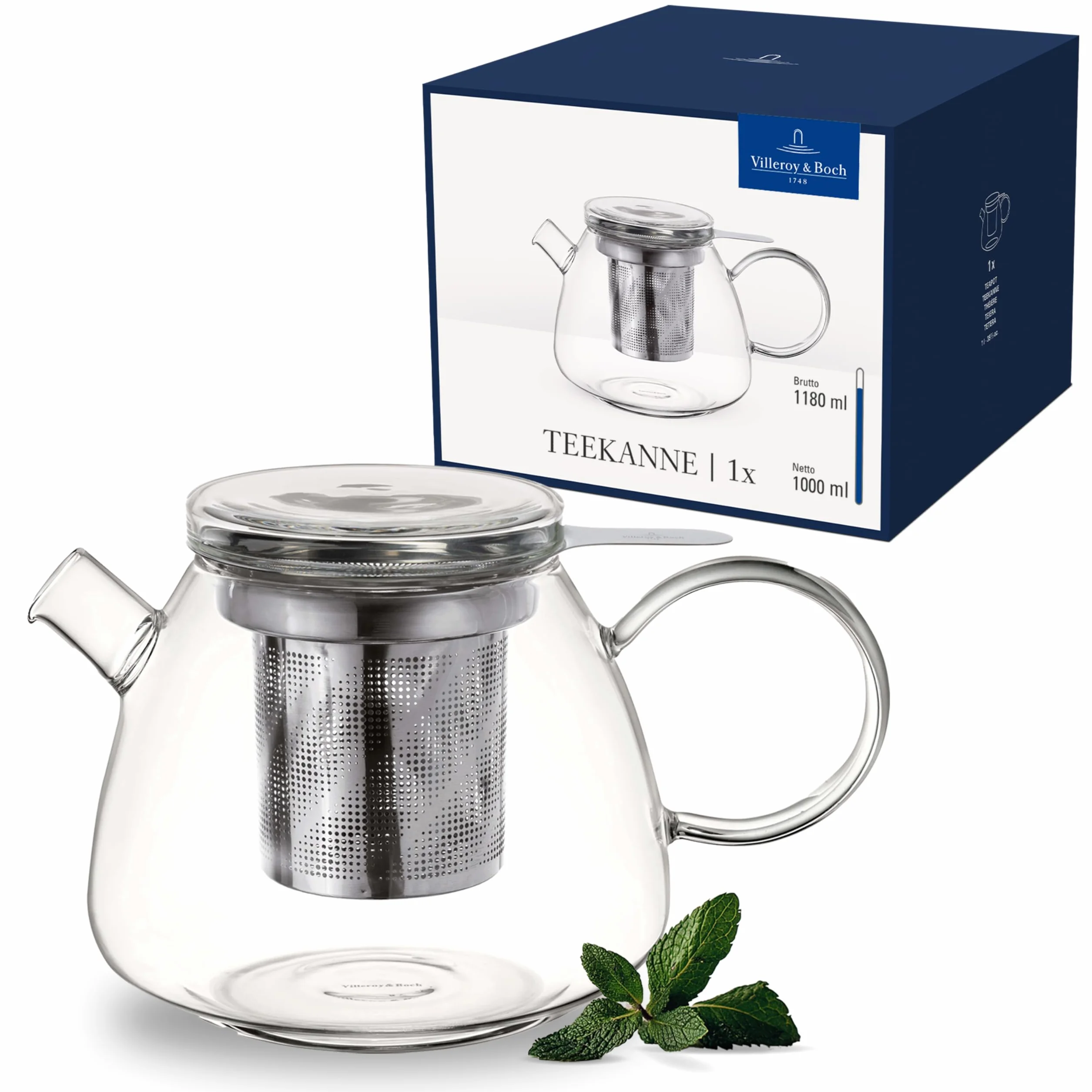 Villeroy & Boch - Artesano Hot&Cold Beverages dzbanek do herbaty bezbarwny, można myć w zmywarce i używać w mikrofalówce, dzbanek do kawy, zimnych i gorących napojów, dzbanek 1 l, szkło borokrzemowe