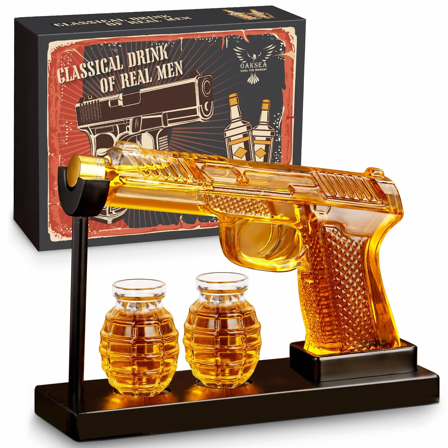 Oaksea Karafka do whisky – karafka do whisky z kieliszkami do kieliszków – prezenty dla mężczyzn – prezenty na Dzień Ojca dla taty – prezenty rocznicowe na walentynki urodziny dla chłopaka męża