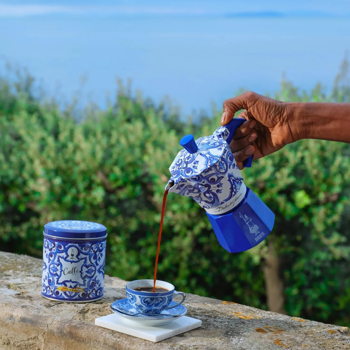 Bialetti Dolce & Gabbana Mocha Express Blue Mediterraneo na 3 filiżanki, Direct Fire (ekspres do kawy, ekspres do espresso)