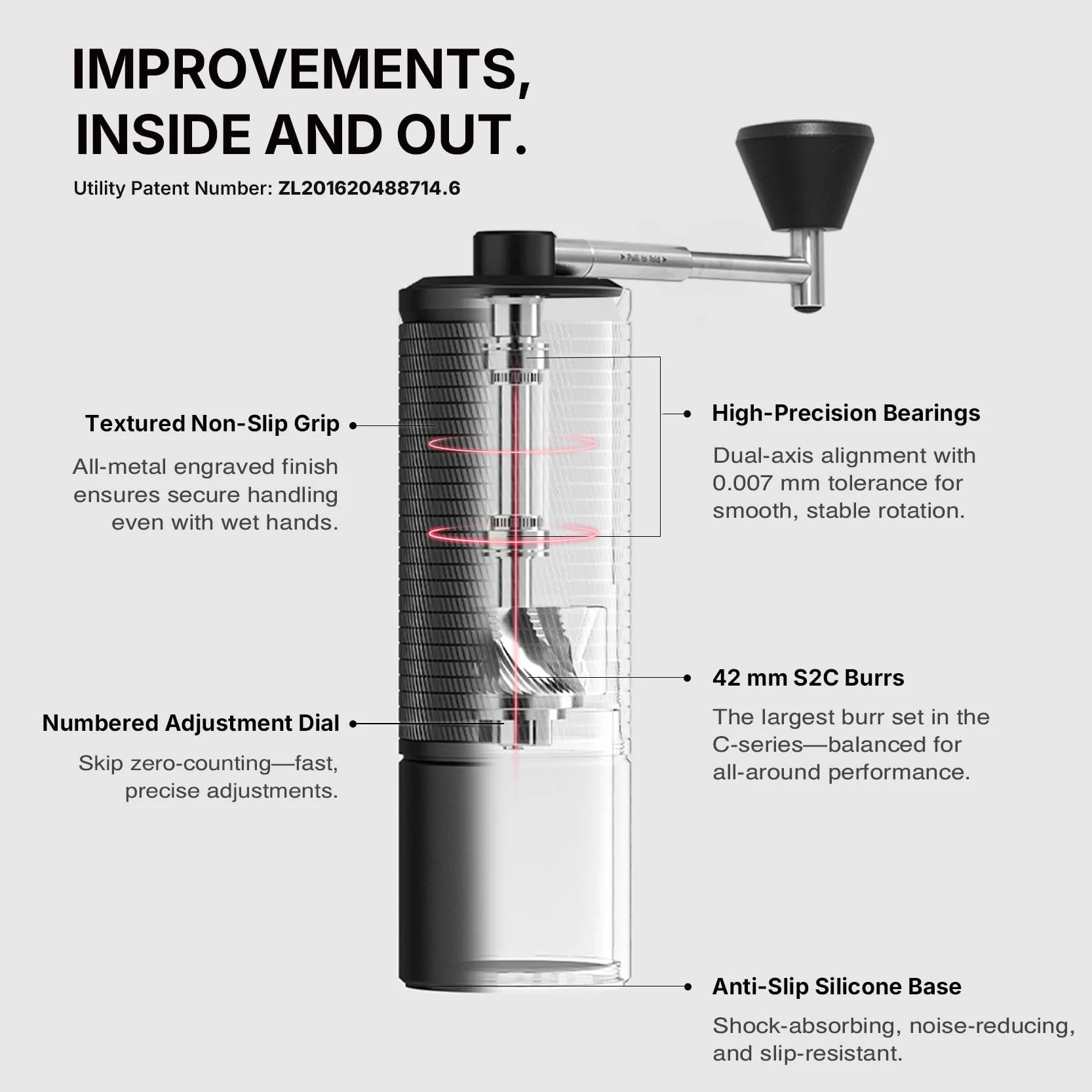 TIMEMORE C5 Pro ręczny młynek do kawy stożkowy precyzyjna regulacja 0,031 mm metalowy przenośny do espresso French Press Pour Over