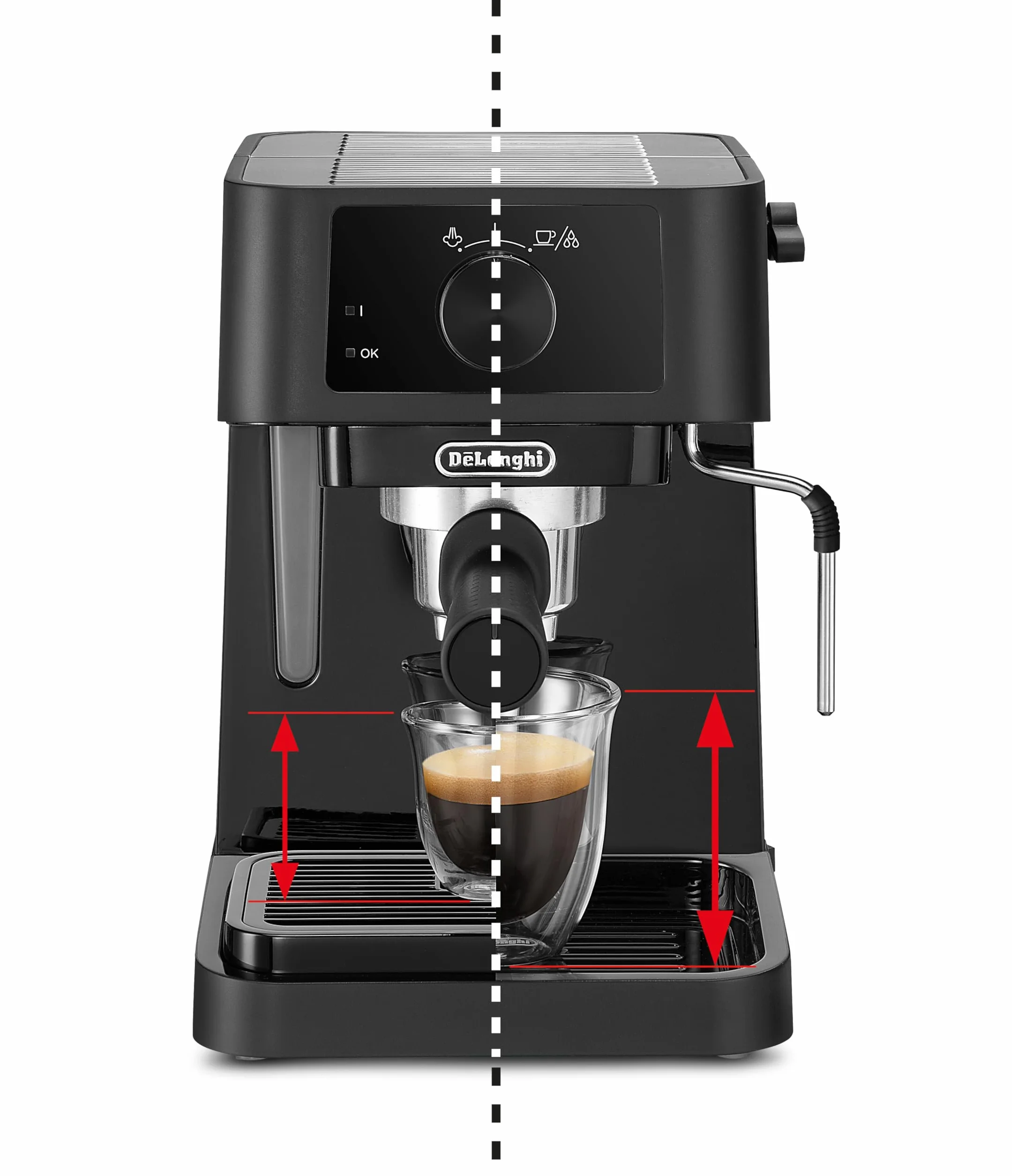 De'Longhi EC 230.BK Automatyczny Ekspres do Kawy, Tworzywo Sztuczne/Metal, 1100 W, 1 Litr, Czarny/Srebrny