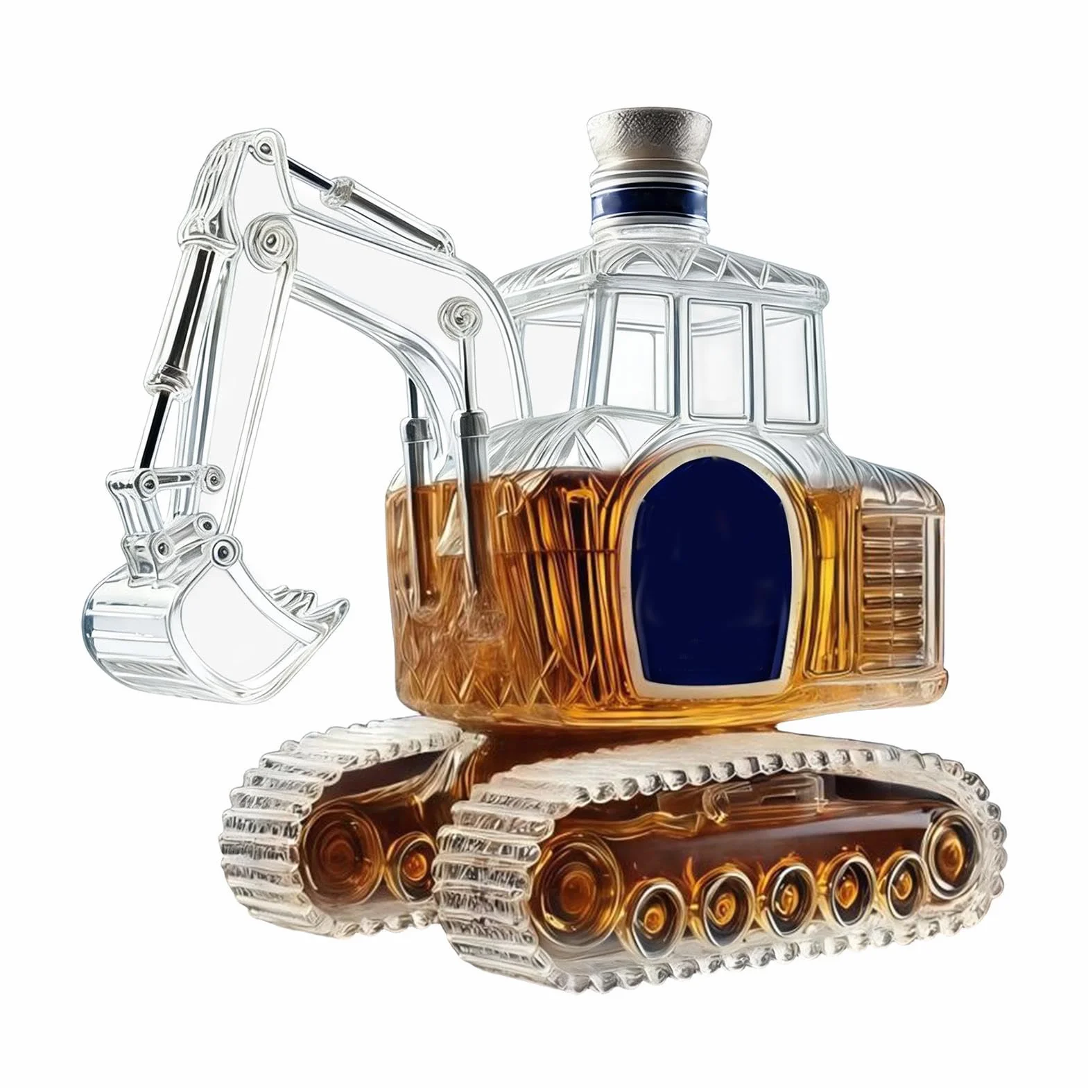 Koparka karafka do whisky, szklany nalewak do alkoholu do wzmacniania barów, borokrzemian z hermetycznym korkiem, dozownik napojów do ciężkich maszyn, unikalna statuetka konstrukcyjna, prezent dla