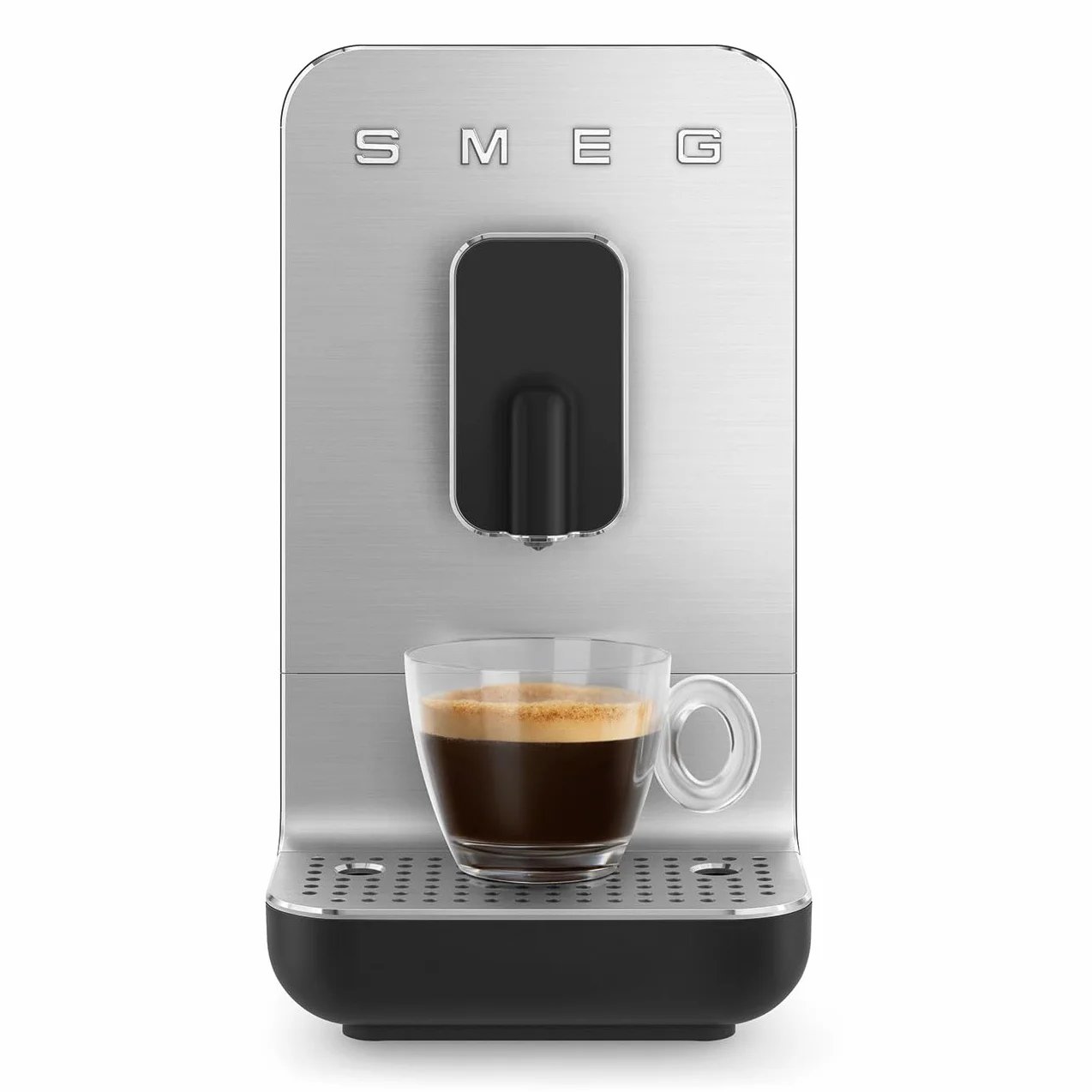 Smeg, Automatyczny ekspres do kawy espresso BCC11BLMEU, wbudowany młynek do ziarna, system termoblokowy, zbiornik na wodę 1,4 l, wyjmowany pojemnik na odpady, kompaktowe wymiary, 1350W, czarny