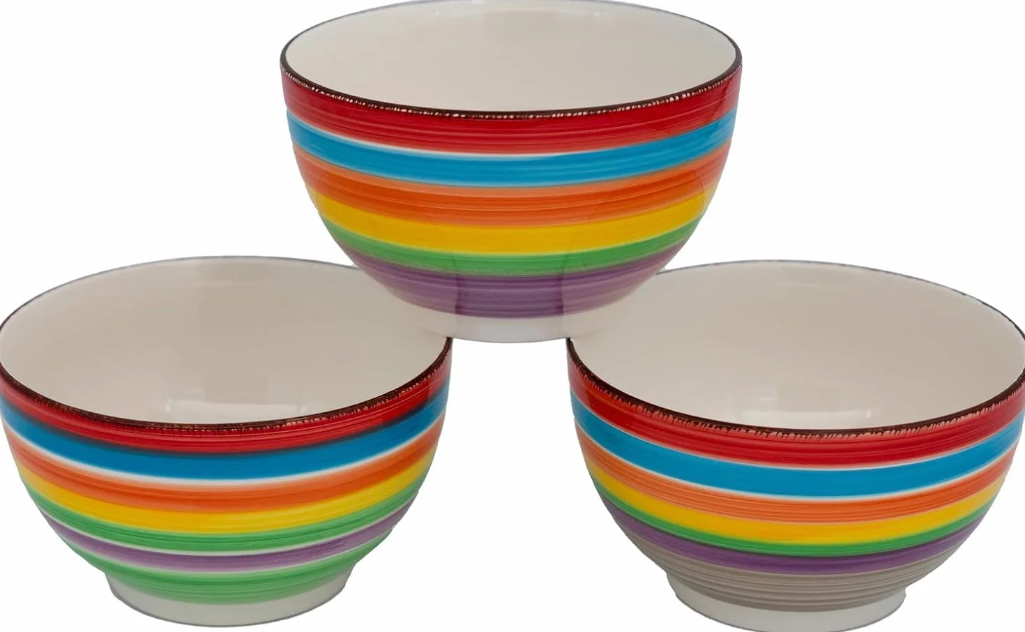Zestaw 6 miseczek na musli, ceramiczne miseczki 600 ml, miski do sałatek, zupy, musli i zupy, miseczki na przekąski, musli, orzechy, lody, chipsy i inne przekąski, zestaw kolorowych misek (Ibiza)